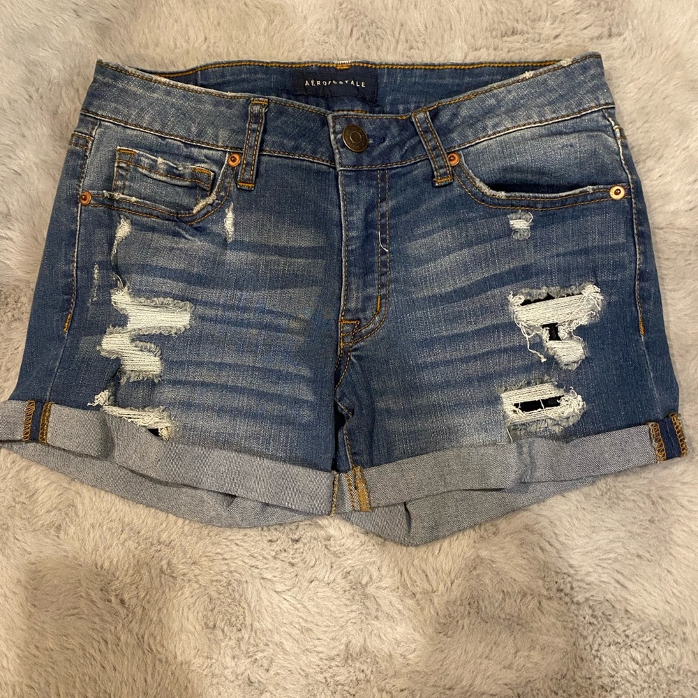 Aeropostale MIDI Distressed shorts medium wash